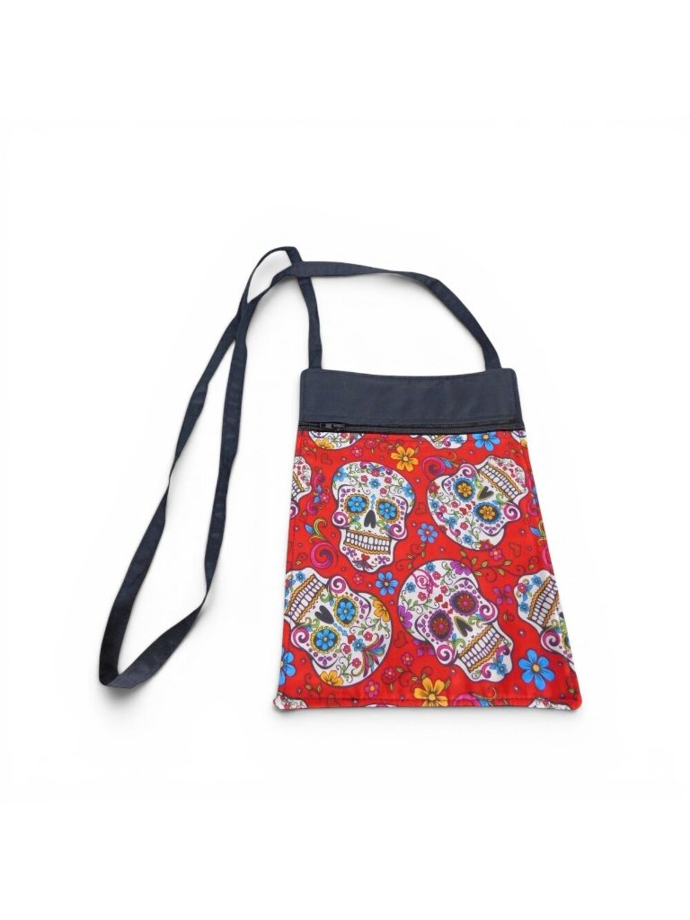 Handcrafted Crossbody Bag With Sugar Skull Pattern